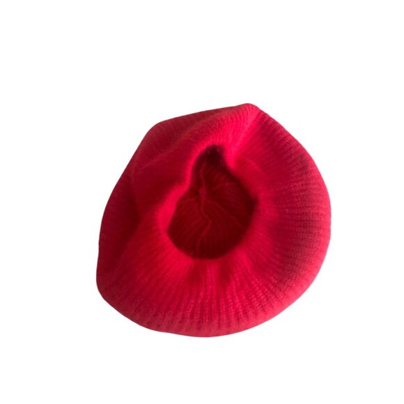 Hanes Red Knit Beret Hat One Size Fits All Made In USA Acrylic Vintage 70s - Picture 3 of 5